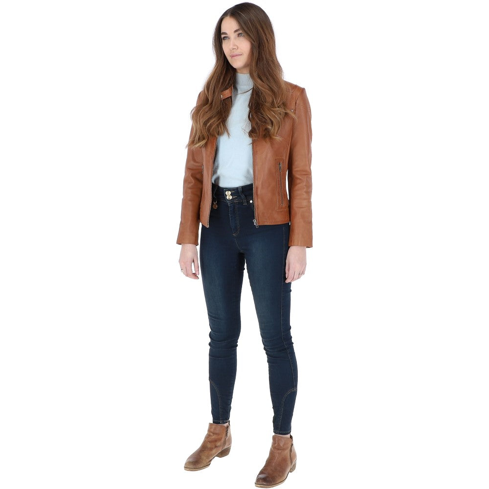 Leather Biker Jacket  Cognac: G 2131