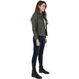 Leather Biker Jacket Green: G 2131