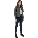 Leather Biker Jacket Green: G 2131