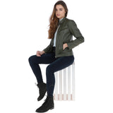 Leather Biker Jacket Green: G 2131