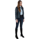Leather Biker Jacket Navy: G 2131