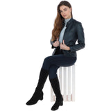 Leather Biker Jacket Navy: G 2131