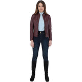 Leather Biker Jacket Burgundy: G 2131