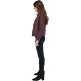 Leather Biker Jacket Burgundy: G 2131