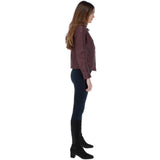 Leather Biker Jacket Burgundy: G 2131