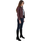 Leather Biker Jacket Burgundy: G 2131