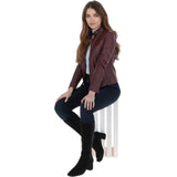Leather Biker Jacket Burgundy: G 2131