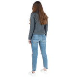 Ladies Leather Biker Jacket Grey: BR-Alice