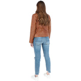 Ladies Leather Biker Jacket Tan: BR-Alice