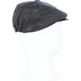 Men's Small Fitting 8 Panel Leather Flat Cap Dk Brown: E19-192