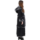 Long Length Sheepskin Coat Black: KB 56