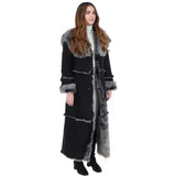 Long Length Sheepskin Coat Black: KB 56