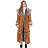 Long Length Sheepskin Coat Tan: KB 56