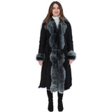 Long Length Toscana Suede Leather Coat Black: KB 270