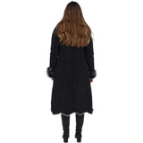Long Length Toscana Suede Leather Coat Black: KB 270