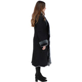 Long Length Toscana Suede Leather Coat Black: KB 270
