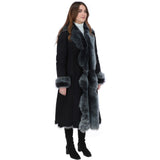 Long Length Toscana Suede Leather Coat Black: KB 270