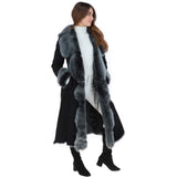 Long Length Toscana Suede Leather Coat Black: KB 270