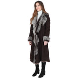 Long Length Toscana Suede Leather Coat Brown: KB 270