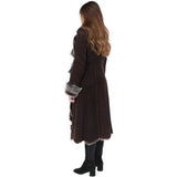 Long Length Toscana Suede Leather Coat Brown: KB 270