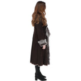 Long Length Toscana Suede Leather Coat Brown: KB 270