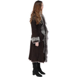 Long Length Toscana Suede Leather Coat Brown: KB 270