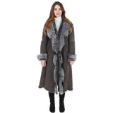 Long Length Toscana Suede Leather Coat Gray: KB 270