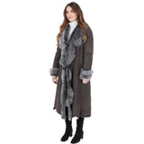 Long Length Toscana Suede Leather Coat Gray: KB 270