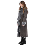 Long Length Toscana Suede Leather Coat Gray: KB 270