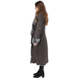 Long Length Toscana Suede Leather Coat Gray: KB 270