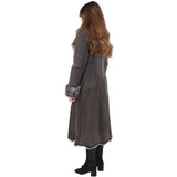 Long Length Toscana Suede Leather Coat Gray: KB 270