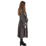 Long Length Toscana Suede Leather Coat Gray: KB 270