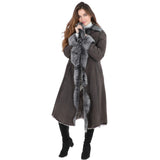 Long Length Toscana Suede Leather Coat Gray: KB 270