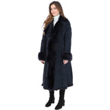 Long Length Toscana Suede Leather Coat Ocean: KB 270