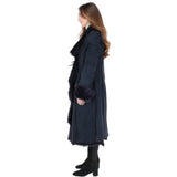 Long Length Toscana Suede Leather Coat Ocean: KB 270