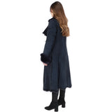 Long Length Toscana Suede Leather Coat Ocean: KB 270