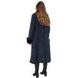 Long Length Toscana Suede Leather Coat Ocean: KB 270