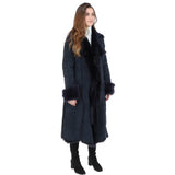 Long Length Toscana Suede Leather Coat Ocean: KB 270
