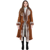 Long Length Toscana Suede Leather Coat Tan: KB 270