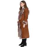 Long Length Toscana Suede Leather Coat Tan: KB 270
