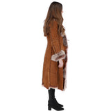 Long Length Toscana Suede Leather Coat Tan: KB 270