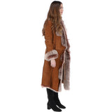 Long Length Toscana Suede Leather Coat Tan: KB 270