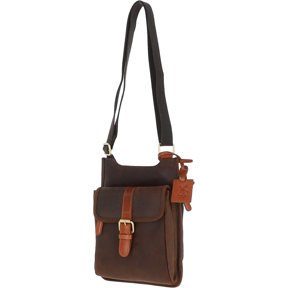 Fenland Cow Oily Leather Flight Bag Brown/Tan Buff: FEN-782