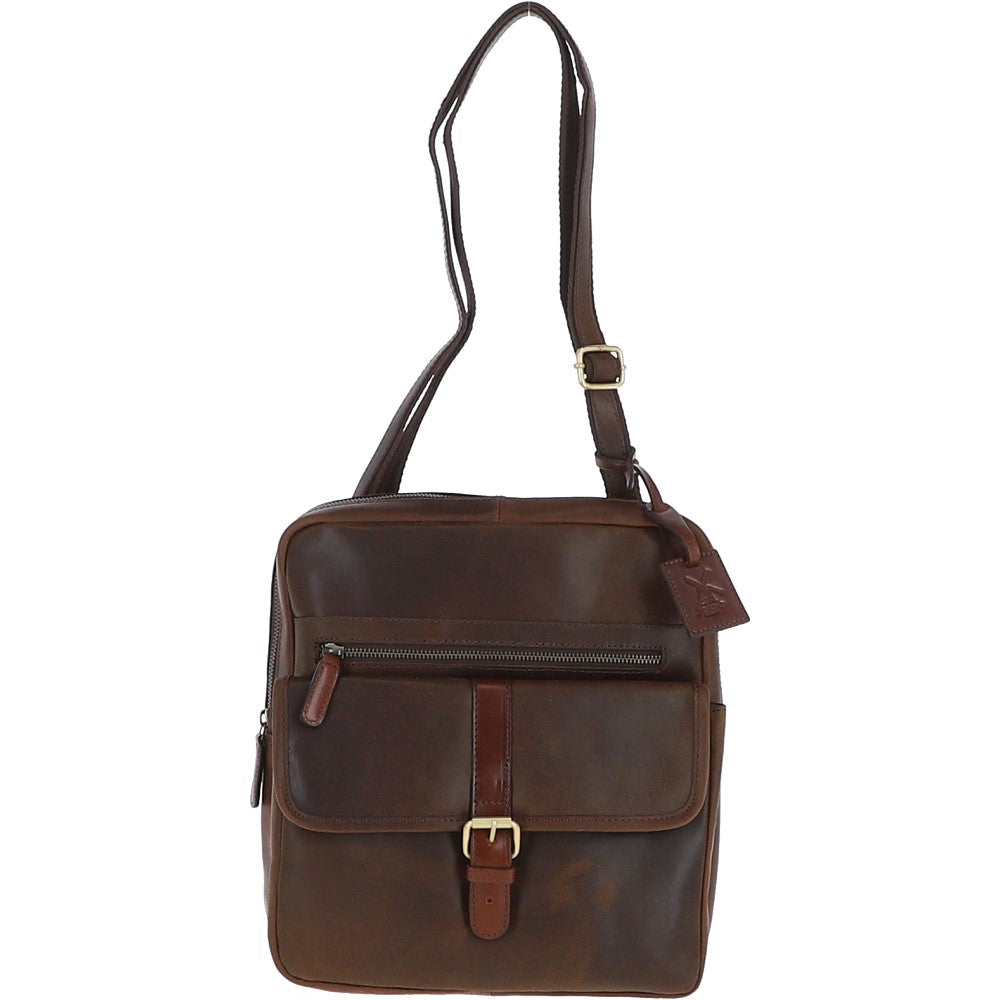 Fenland Medium Cow Oily Leather Messenger Bag Brown/Brandy Buff: FEN-783