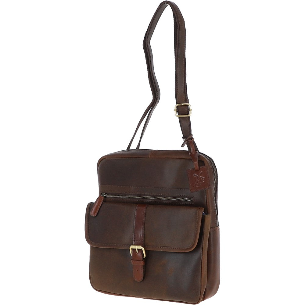 Fenland Medium Cow Oily Leather Messenger Bag Brown/Brandy Buff: FEN-783