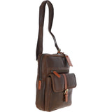 Fenland Medium Cow Oily Leather Messenger Bag Brown/Tan Buff: FEN-783