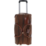 Cow Oily Leather Wheeled Weekend Travel Holdall Brown/Brandy: FEN-780