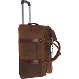Cow Oily Leather Wheeled Weekend Travel Holdall Brown/Brandy: FEN-780