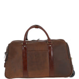 Cow Oily Leather Wheeled Weekend Travel Holdall Brown/Brandy: FEN-780