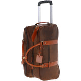 Cow Oily Leather Wheeled Weekend Travel Holdall Brown/Tan: FEN-780